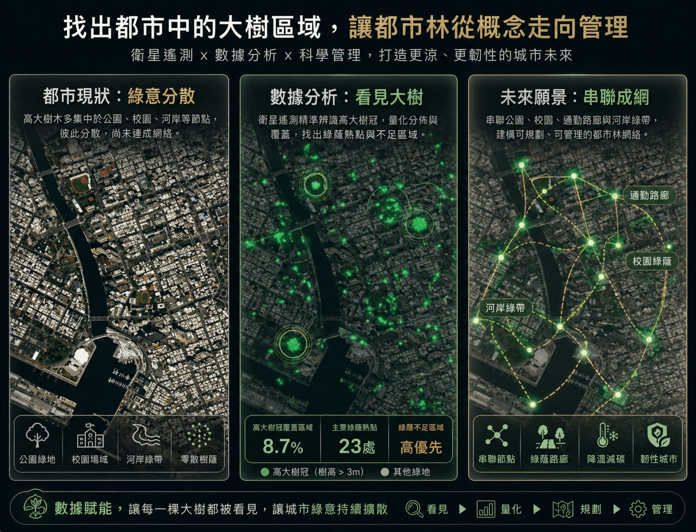 【找出都市中的大樹區域,讓都市林從概念走向管理】